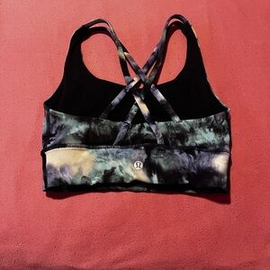 Lululemon Athletica Black, Purple, and green watercolor Sports Bra Intimates